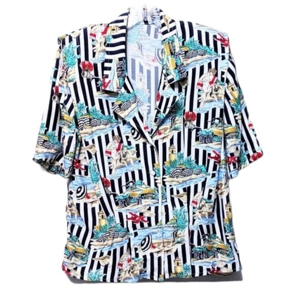 VINTAGE Beach Vacation Button Up Shirt L - Picture 1 of 9